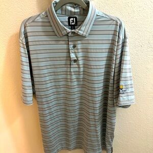 Foot joy men’s white, blue Golf shirt, short sleeve, XL Shell Point golf club